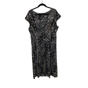 Glamour Black & White Lace Print babydoll‎ Dress | Cap Sleeve | Plus Size 14W
